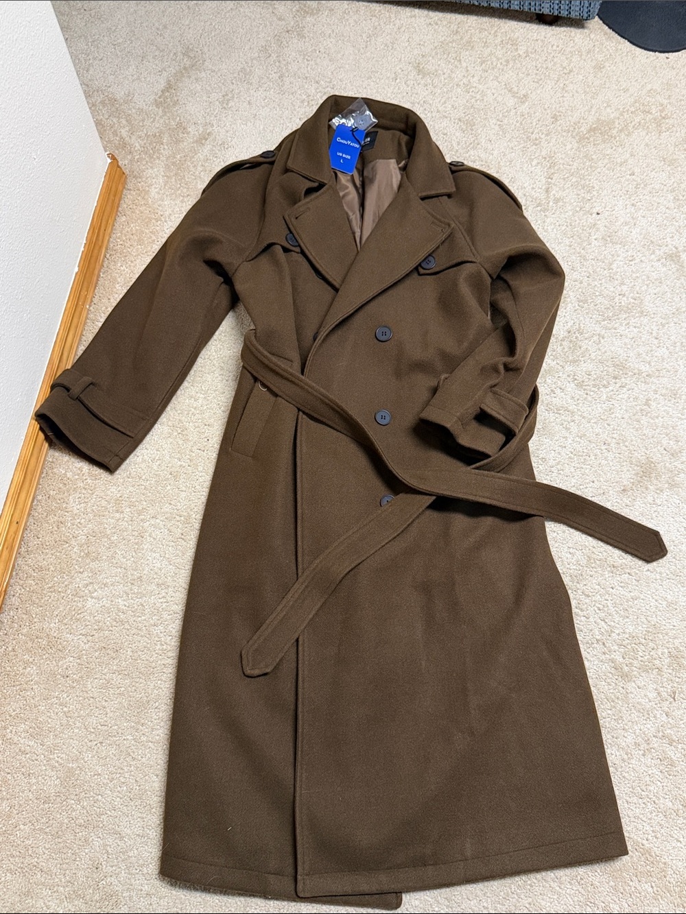 Brown Double-Breasted Trench Coat - Classic